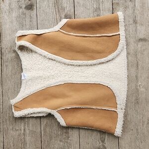 Girls Brown & White Sherpa & faux Suede Boho Vest Size 10/12